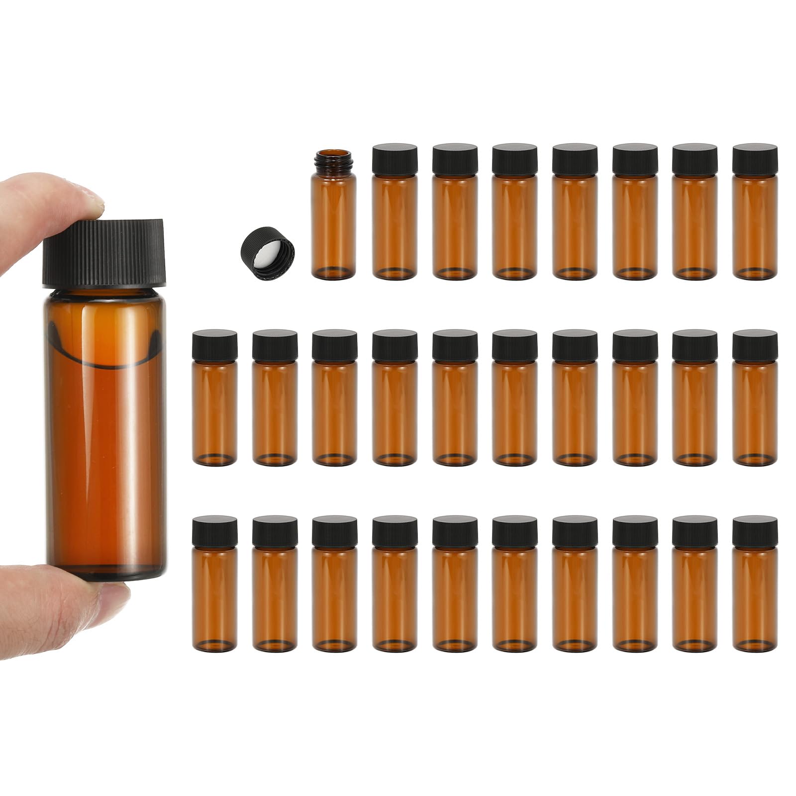 PATIKIL 30ml Vetrini Vetro Ambrato, 28Pz Fiale con Tappo a Vite Flacone Reagenti, Fiala Vetro per Campioni Liquidi a Prova Perdite per Laboratorio, Conservazione Laboratorio