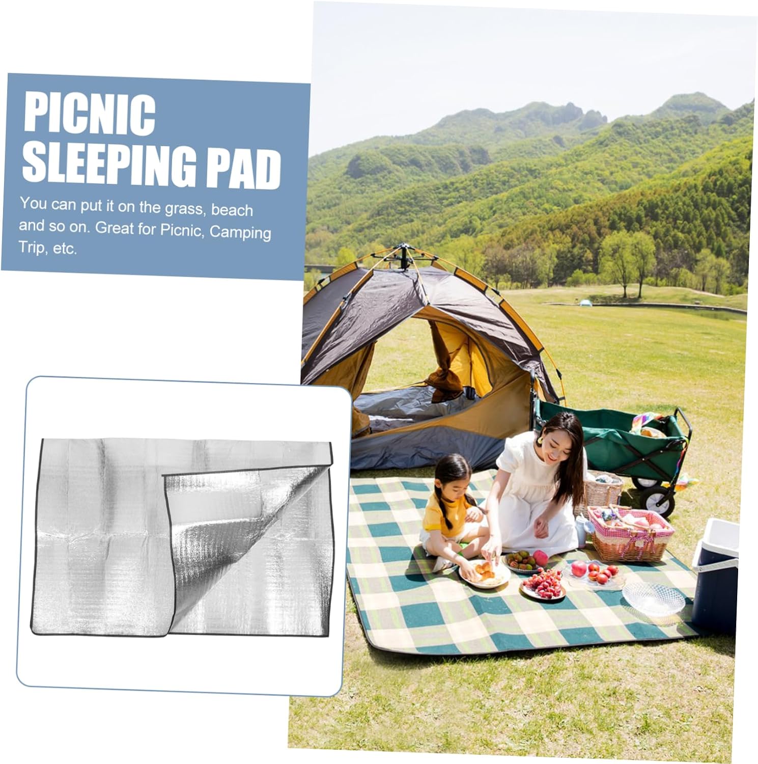 Folding Mat Pad Camping Sleeping Pads Aluminum Foil Camping Mat Foam Foil Blanket for Outdoor Sleeping