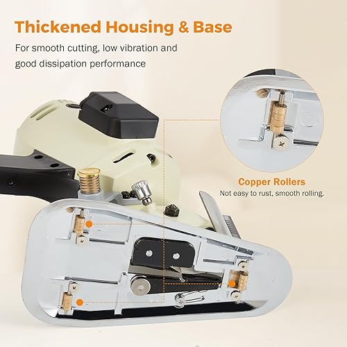 Miniatura 6 de BEAMNOVA Cortador de tela eléctrico Cortadora de tela Rodillo con hoja giratoria adicional de 4 pulgadas Máquina de corte de tela de mano para ropa