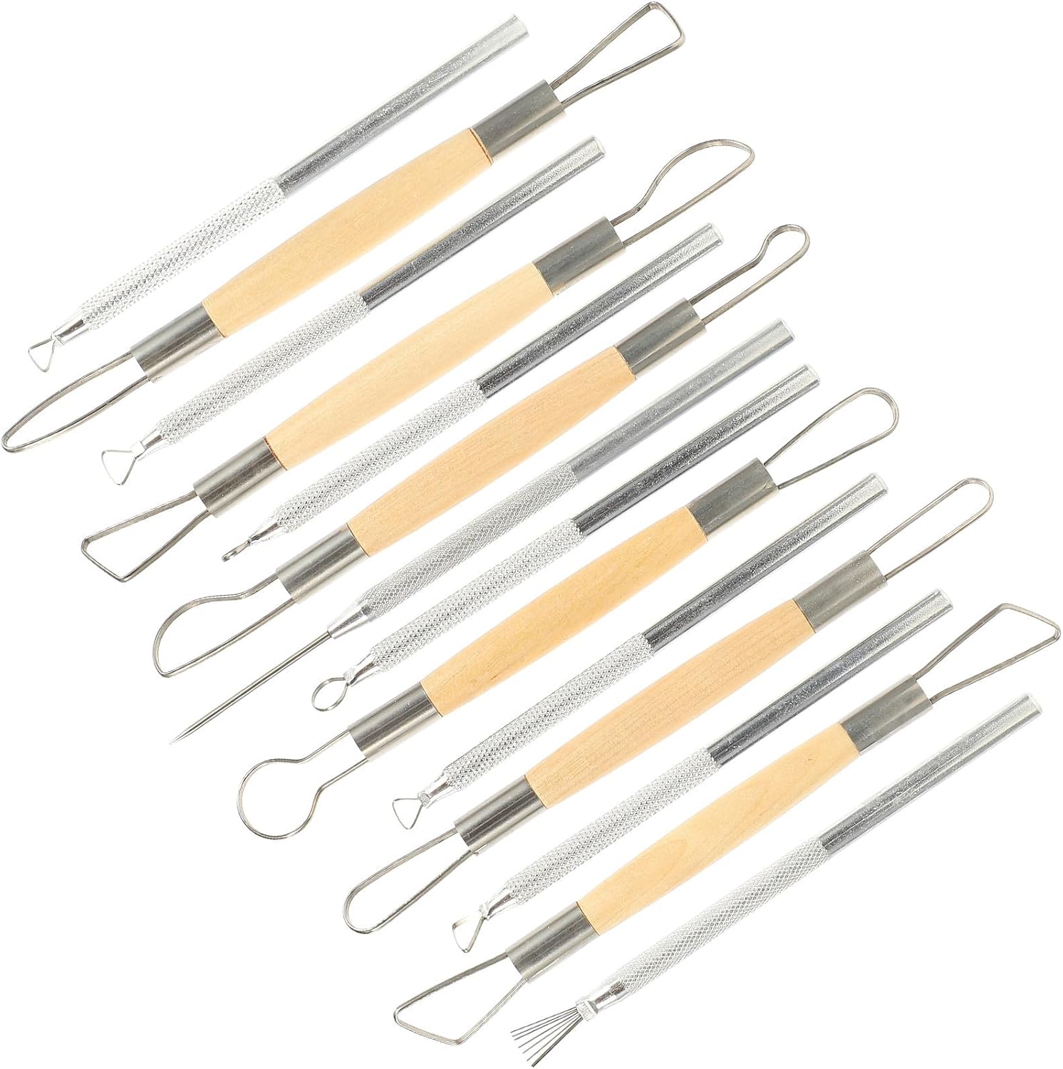 VOSAREA 14pcs Wood Carving Tools Set with Stainless Steel Blades and Wooden Handles, Comfortable Ergonomic Design Reduces Hand Fatigue, for Woodworking and Hand Engraving Projects