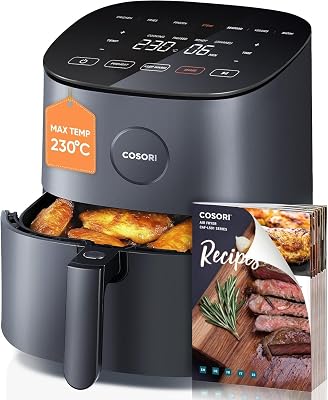 COSORI Air Fryer 4.7L, 9-in-1 Compact Air Fryers Oven, 130+ Recipes(Cookbook & Online), Max 230℃ Setting, Digital Tempered Glass Display, Quiet, 4 Portions, Non-Stick, Dishwasher Safe, 1500W
