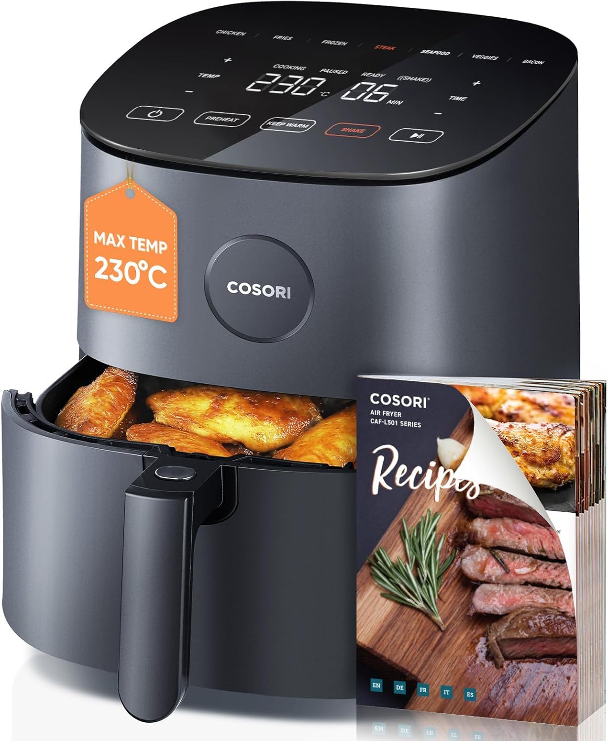 COSORI Air Fryer 4.7L 9 in 1 Compact Air Fryers Oven 130 Recipes(Cookbook &
