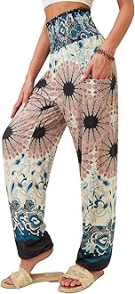 QIANXIZHAN womens Boho Palazzo Slacks