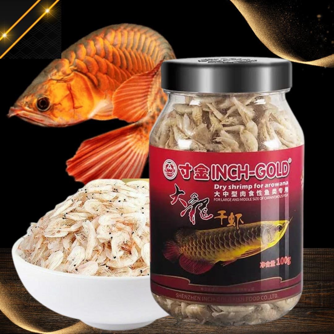 Inch Gold Dry Shrimp for Arowana, 100G | for Large and Middle Size of Carnivorous Fish