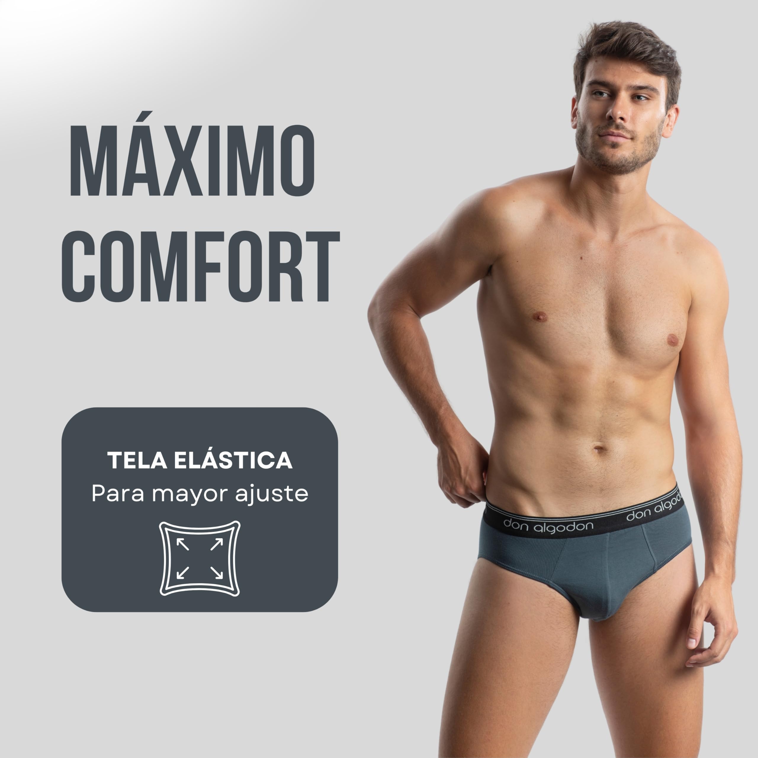 DON ALGODON Pack 12 Slips Hombre Algodón - Calzoncillos Slip Suaves y Transpirables - Multipack Ahorro Anti-Rozaduras