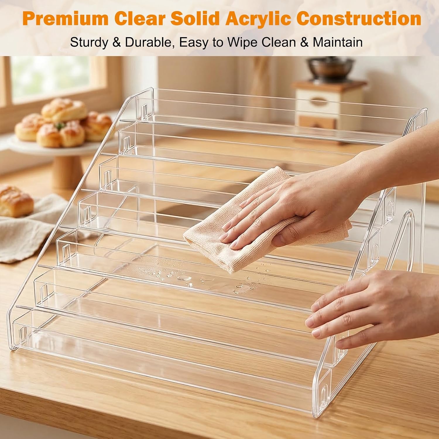 12 inch Wax Melt Holder Display 7 Tier Clear Acrylic Riser Display Stands Wax Melts Storage Perfume Organizer Shelf for Funko Pop Figures, Cupcake, Candy Food ( NO Wax Melts )