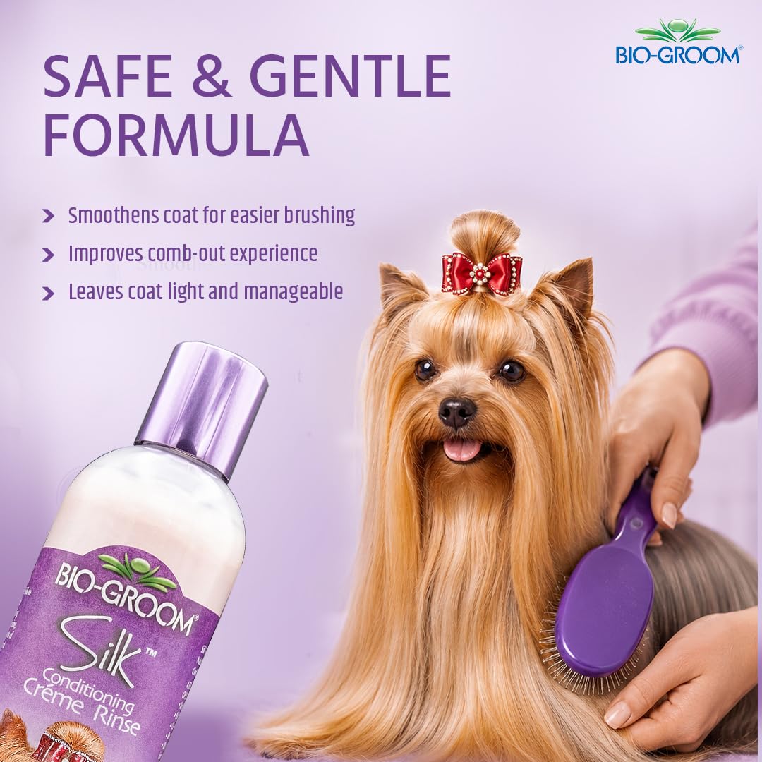 Bio-Groom Silk Creme Rinse Hundespülung - Feuchtigkeitsspendende Pflegespülung - Hundezubehör für empfindliche Haut - Konzentrat 1:4 - Verdünnt 1.7 L - 355 ml