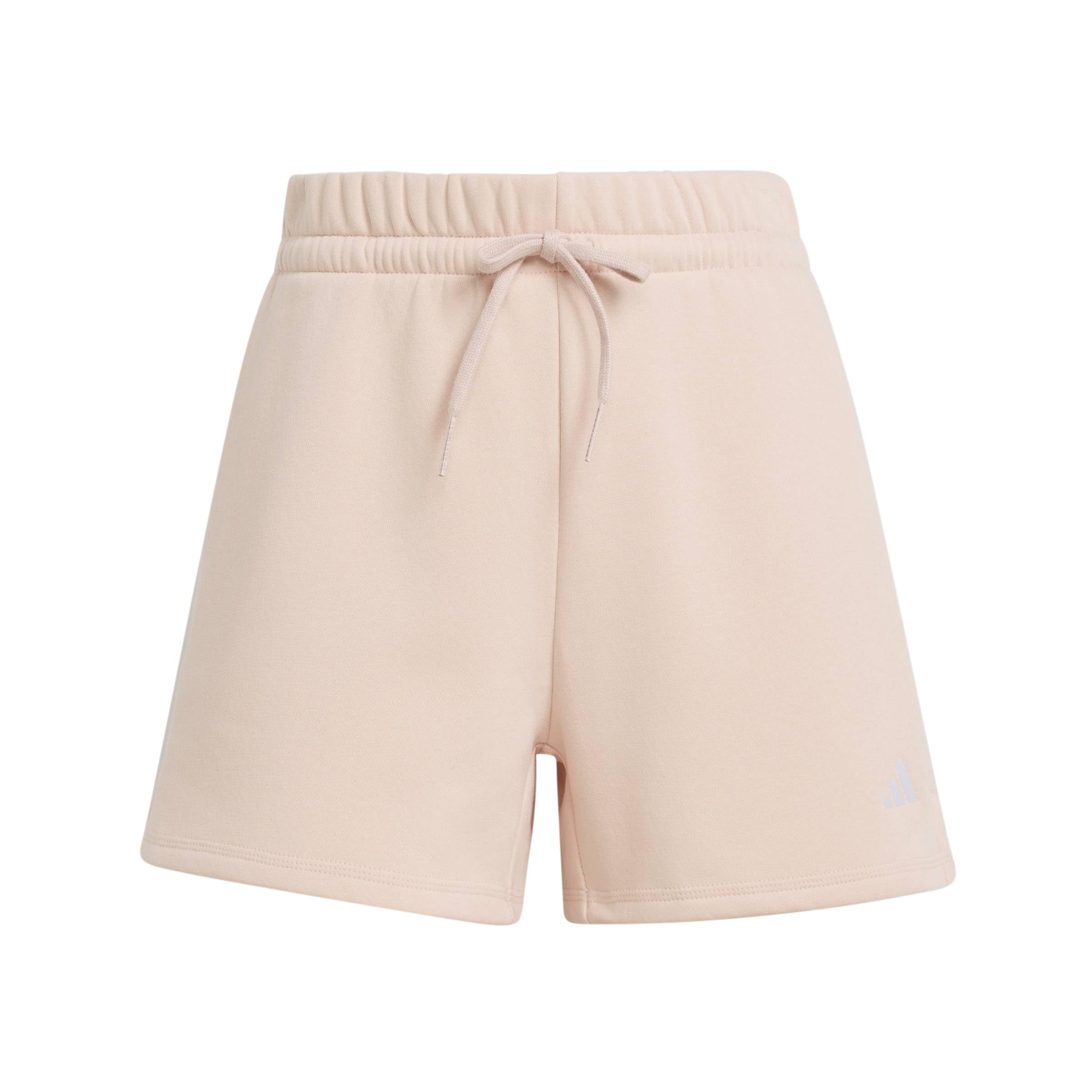 adidas Women's Essentials Small Logo Feel Cozy Shorts, Blush Pink/White, XL