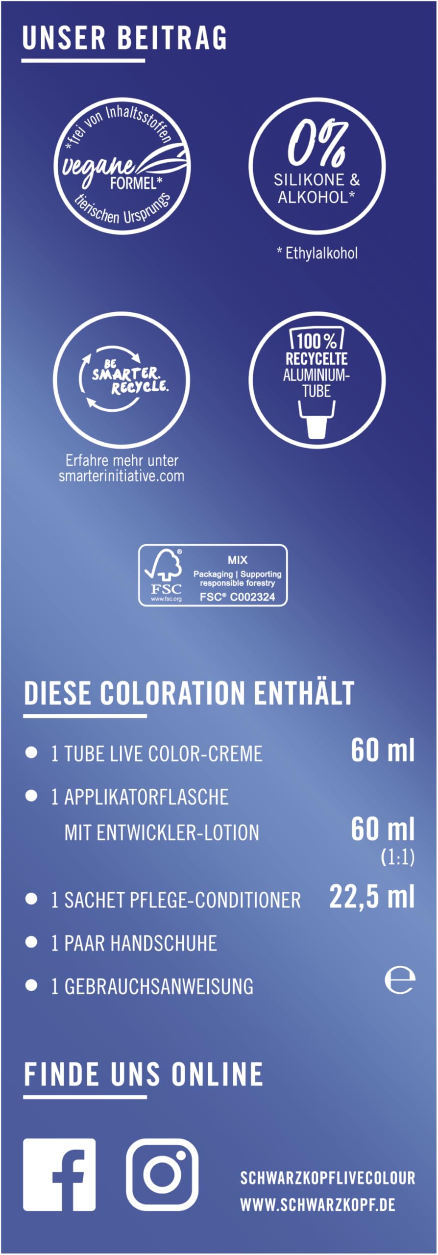 Schwarzkopf LIVE Intense Colour farba do włosów 99 Deep Black (3 x 142,5 ml), trwała koloryzacja z intensywnym koloryzacją, trwała farba do włosów dla idealnego pokrycia siwych włosów