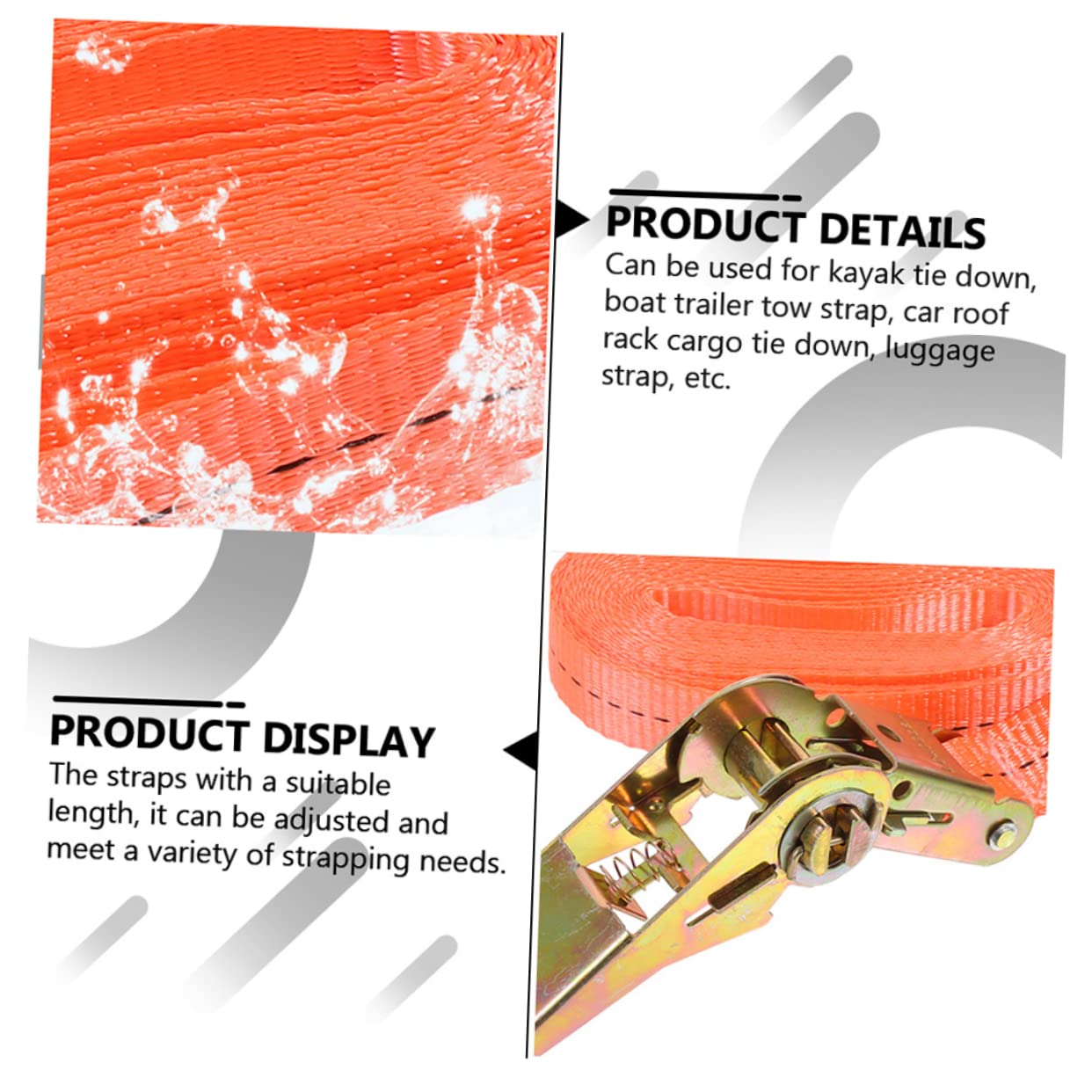 POPETPOP Heavy Duty Cargo Strap with Buckle Ratchet Lashing Strap for Secure Tie Down for Moving Camping and Hauling Items