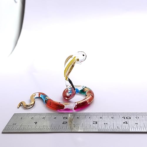 Miniatura 2 de Figuras miniatura de serpientecobra animales soplados a mano, arte de vidrio coleccionable, regalo coleccionable para decorar el hogar (Multi-dorado)