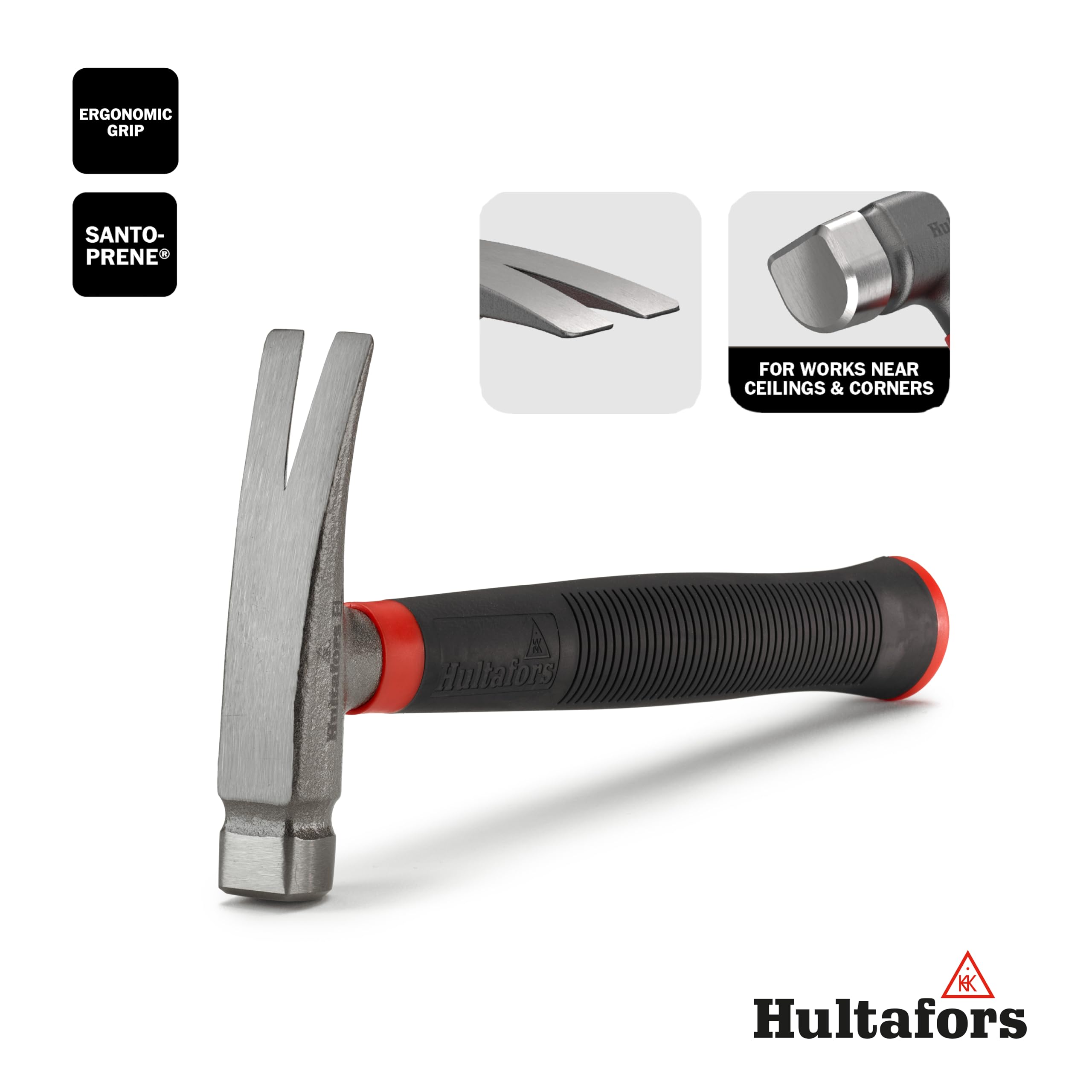 Martello elettrico da 550 g con supporto per cintura di Hultafors I Made in Sweden I Martello da carpentiere in acciaio ottimizzato per la rimozione di clip per cavi e chiodi e robusto supporto per
