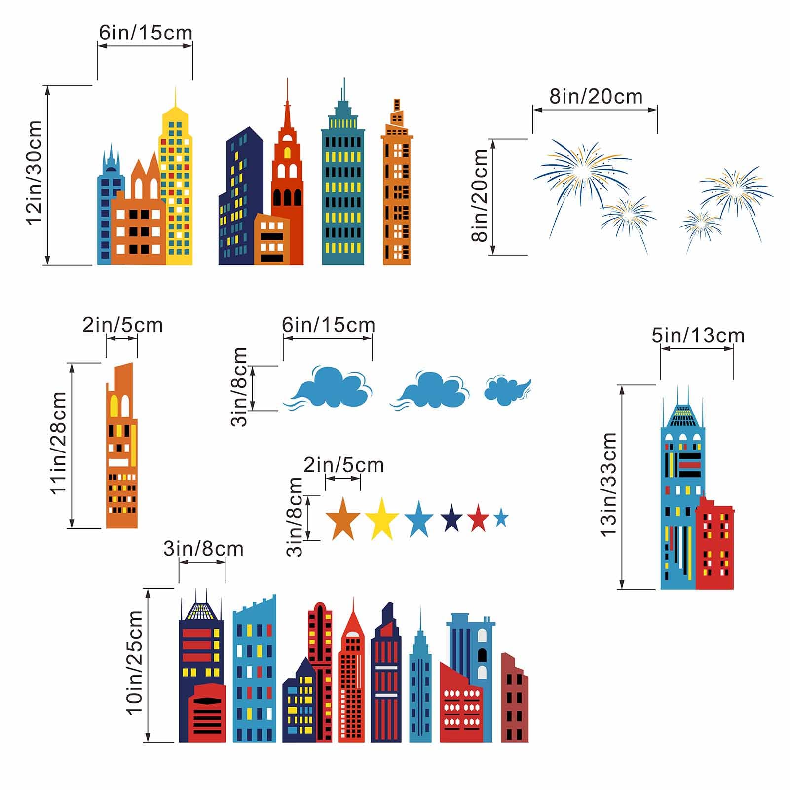 City Wall Stickers for Boys Room: Peel and Stick Colorful Hero Skyline Building Stars Cityscape Wall Decals - Image 4