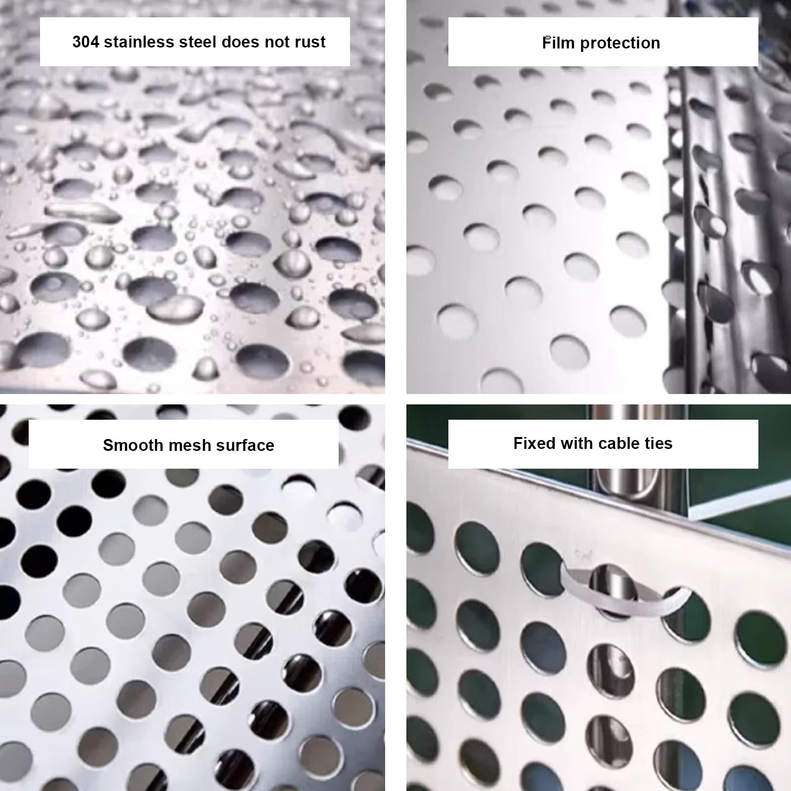 Chapa Perforada, Chapa de Acero Inoxidable Perforada 304, Láminas de Metal Perforadas con Abertura 8mm Evita Resbalones para Barandillas Jardineras(60 x 200 cm)