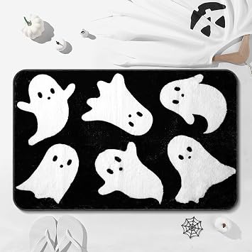 Tinideya Halloween Ghost Bathroom Rug 32 x 20 Inch,Black, White