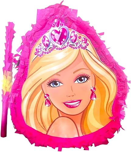 Piñata de muñeca de moda para cumpleaños y fiestas con tematicas divertidas para niños en forma de tambor con animación de princesas