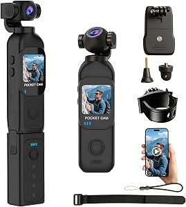 Handheld Action Camera 1080P, Pocket Camcorder, Vlogging Camcorder | 270° Rotatable Camera, 14H Long Battery Life, 1.33 Inch Touch Screen, Type-C, Supports Max 256G TF Card
