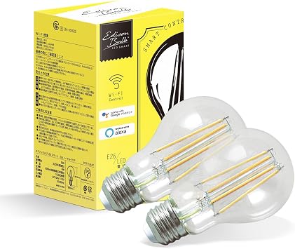 Edison Smart Stylish Smart Light Bulb Set of 2 Normal Clear E26 2400K Amazon Alexa Compatible Smart Light LED Bulb Alexa Compatible Lighting DST-E26AC