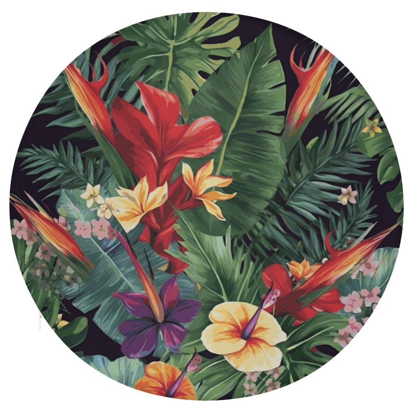 FekiLoot Tropical Plant Flowers Seat Cushion Comfort Memory Foam Seat Cushion Chair Pad Soft Round Stool Cushion Chair Cushion Removable Washable Cover for Home Office Outdoor Bistro 15.35 Inch