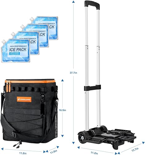 Miniatura 4 de Odoland Enfriador suave de 4872 latas con ruedas y asa, hielera plegable con ruedas para playa, camping, viajes y picnic
