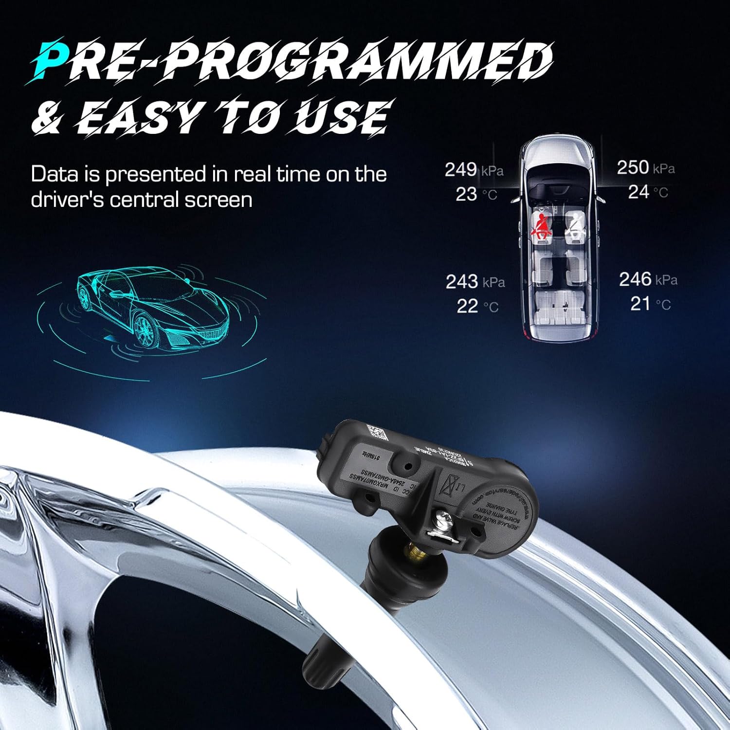 Youxmoto Tire Pressure Sensor Fit 28103-AJ00A, 315Mhz 2008-2018 Fit for Subaru Forester, 2004-2017 Fit for Subaru Legacy Outback, 2009-2019 for Impreza TPMS Sensor, Fit 28103AG00A- 4-Pack