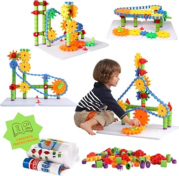 ZOZOPLAY STEM Learning Toy 170 PCS Creative Engineering Gears & Construction Building Blocks, Kids Gears Toy Educational Set for Boys and Girls Ages 68