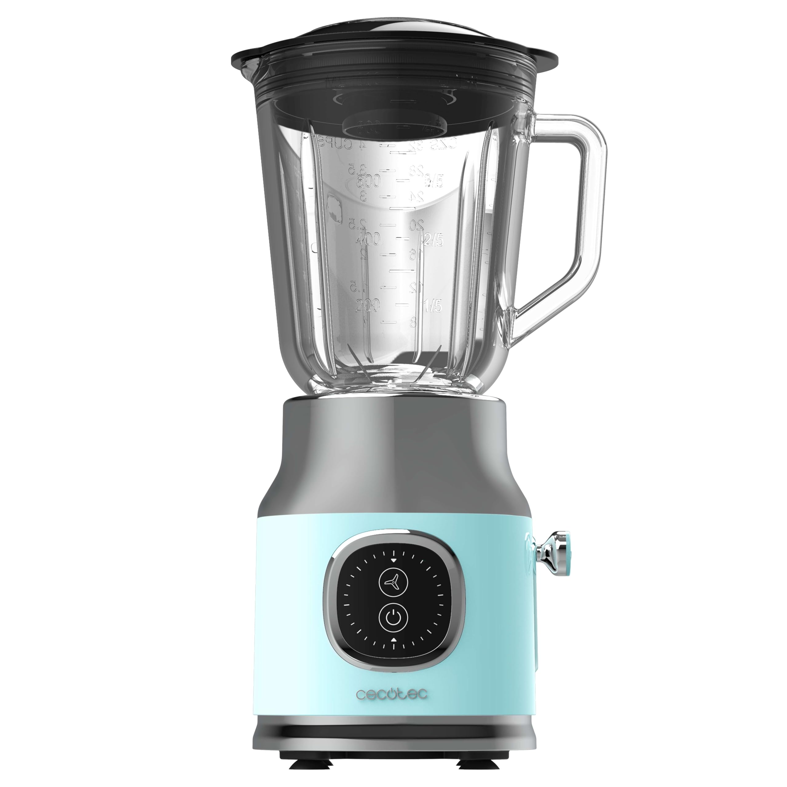 Cecotec Frullatore da Tavolo Retro RetroTwist Blue. 800W di Potenza, Funzione Pulse, Lama a 4 Lame con Rivestimento in Titanio Nero e Brocca da 1L, Design Vintage Blu