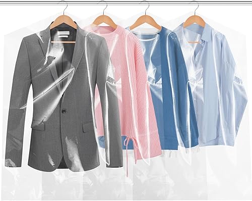 90 bolsas de plástico transparente para limpieza en seco de 35.4 pulgadas, bolsas de ropa para colgar ropa, bolsas de plástico para ropa, fundas de