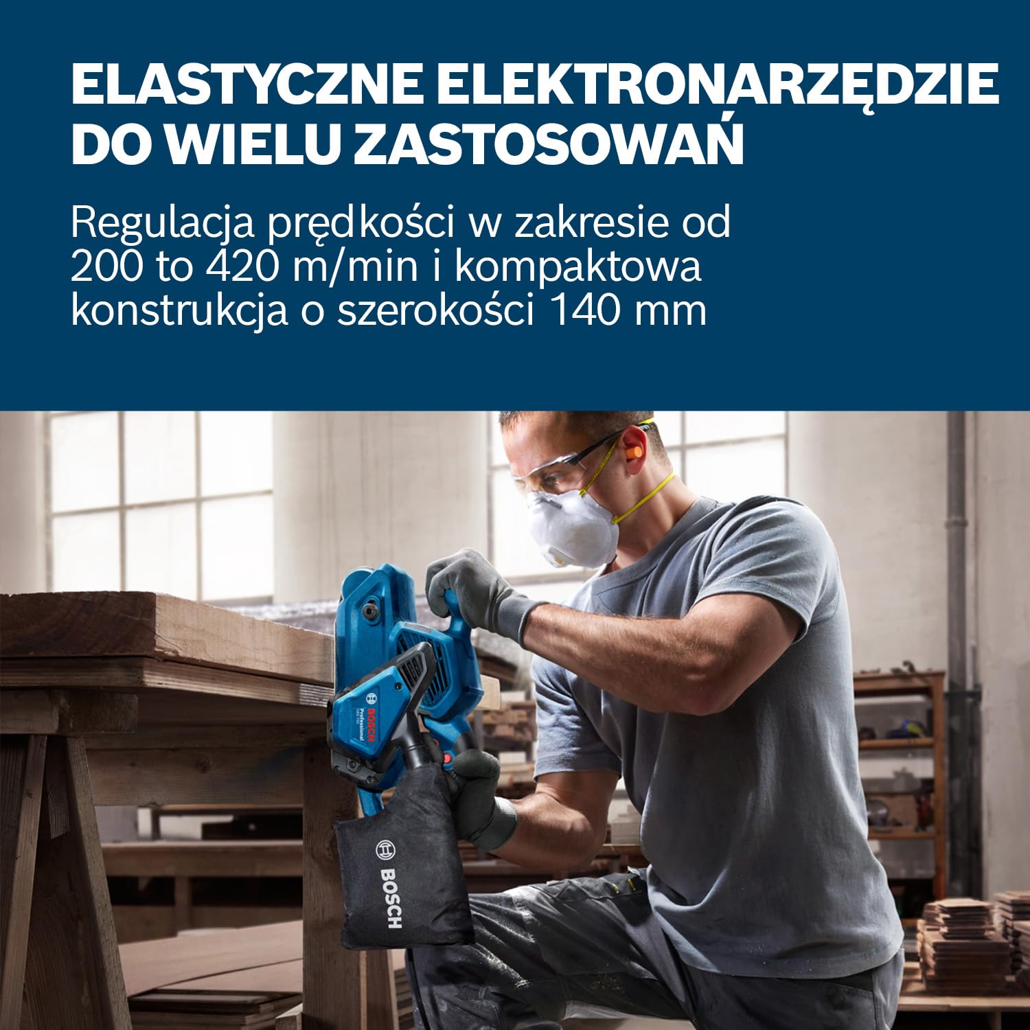 Bosch Professional: szlifierka taśmowa GBS 750 (silnik 850 W, taśma szlifierska z tkaniny, worek na pył)