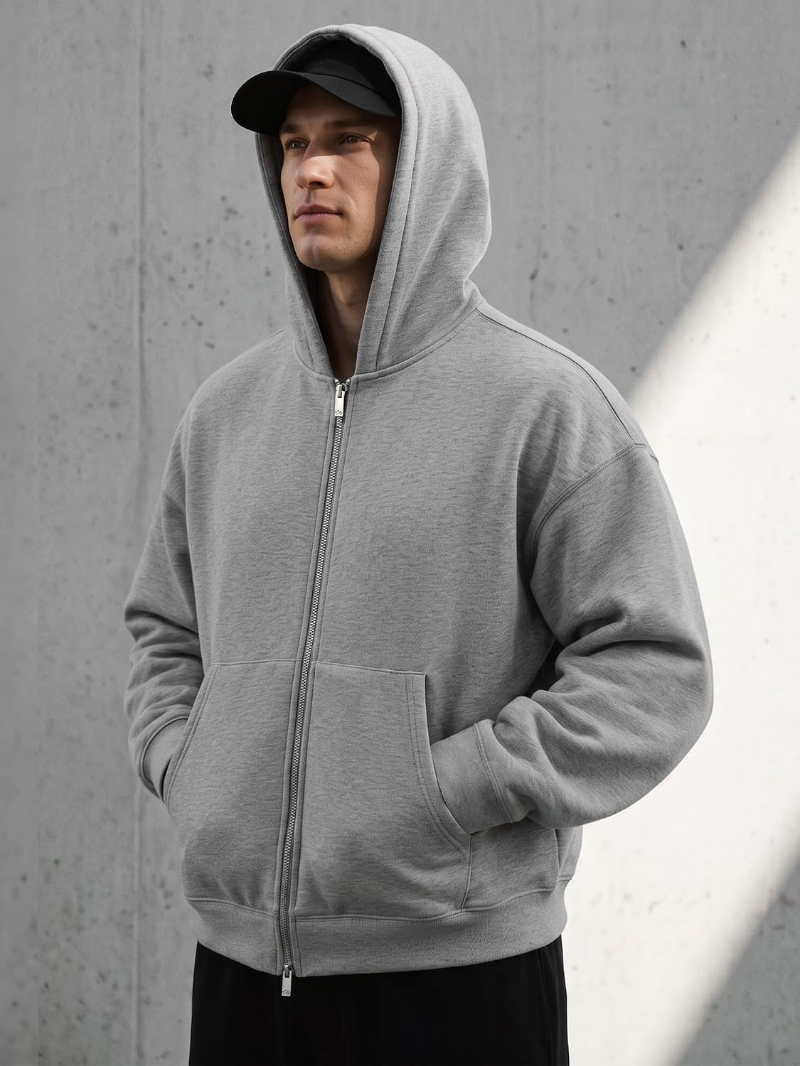 Men Woman Cropped Zip Up Scuba Hoodie Oversized Sweatshirt Jacket