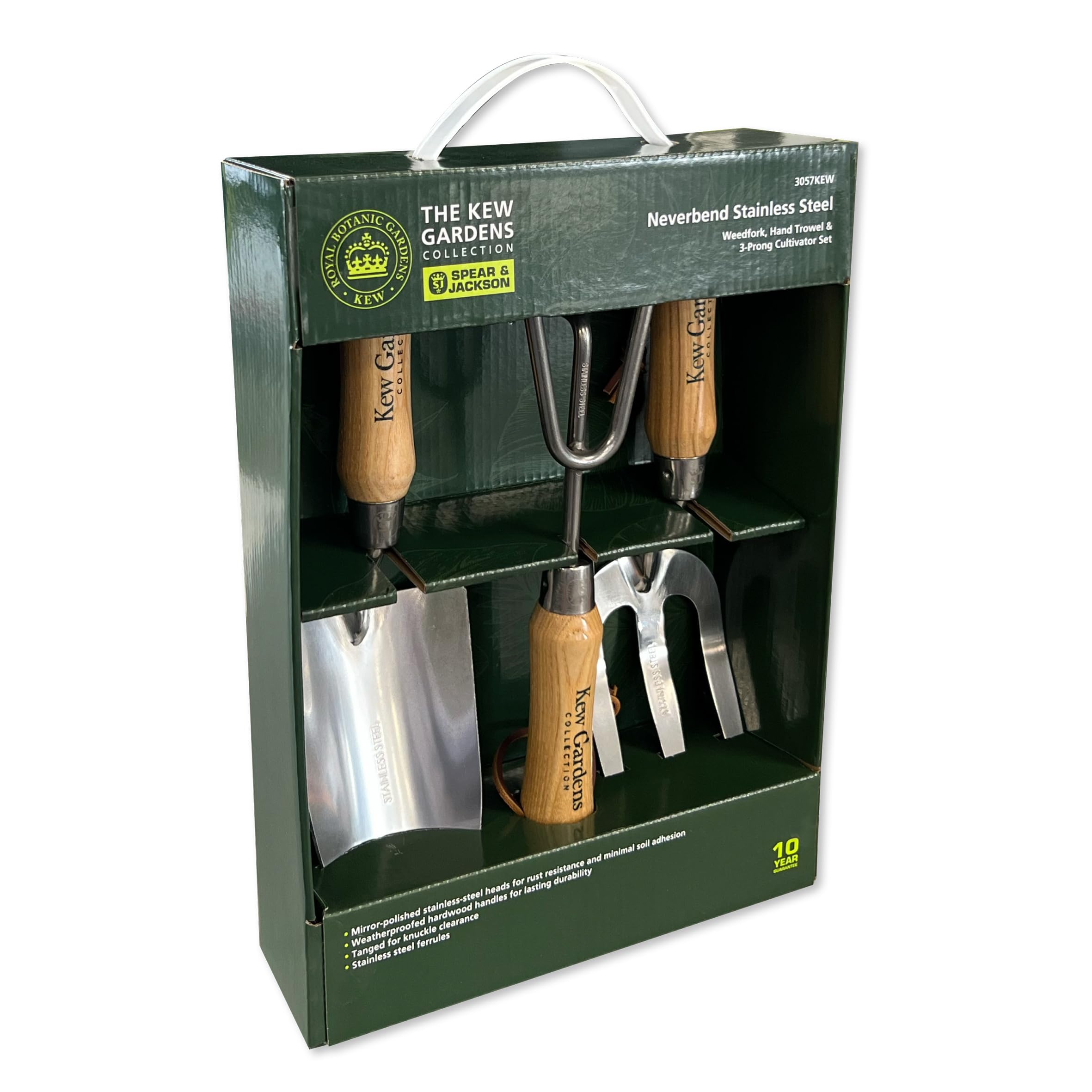 Spear & Jackson 3057KEW Kew Gardens Collection 3-teiliges Garten-Handwerkzeug-Geschenkset – Pflanzkelle, Unkrautgabel & Kultivator mit FSC-zertifizierten Hartholzgriffen und Edelstahlköpfen