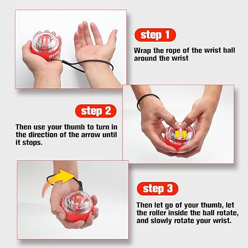 Miniatura 9 de Pelota de entrenamiento de muñeca, fortalecedor de muñeca giroscópico giroscópico para antebrazo, bola giroscópica para fortalecer brazos, dedos,