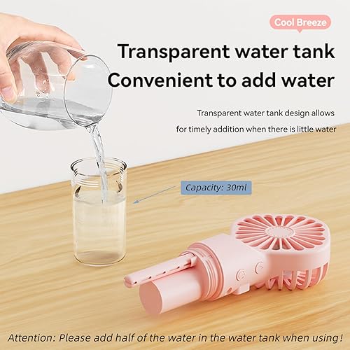 Miniatura 9 de Paquete de 3 ventiladores portátiles de nebulización de mano con 4 velocidades y batería recargable, ventilador de agua, ventiladores de niebla,