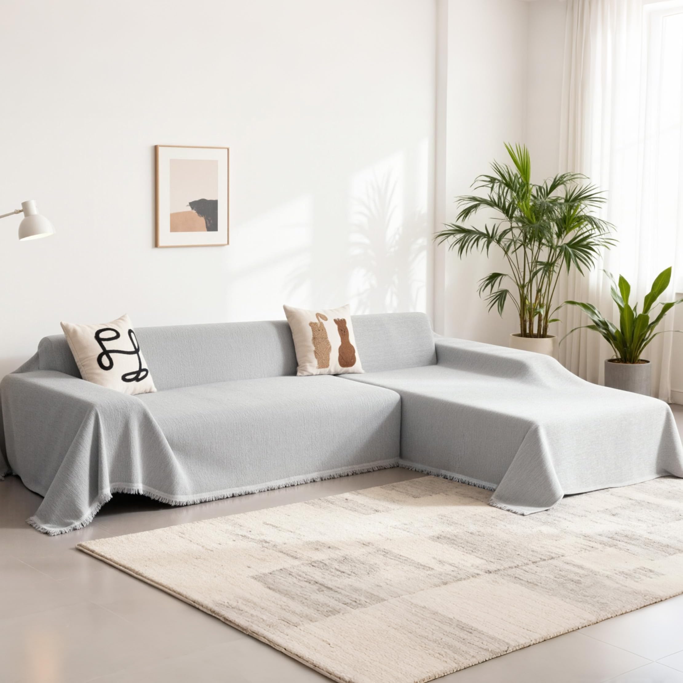 MYSKY HOME Couch Cover for Sectional Sofa 2 Pieces Sofa Slipcover Sofa Cover for L Shape Sofa Oversize