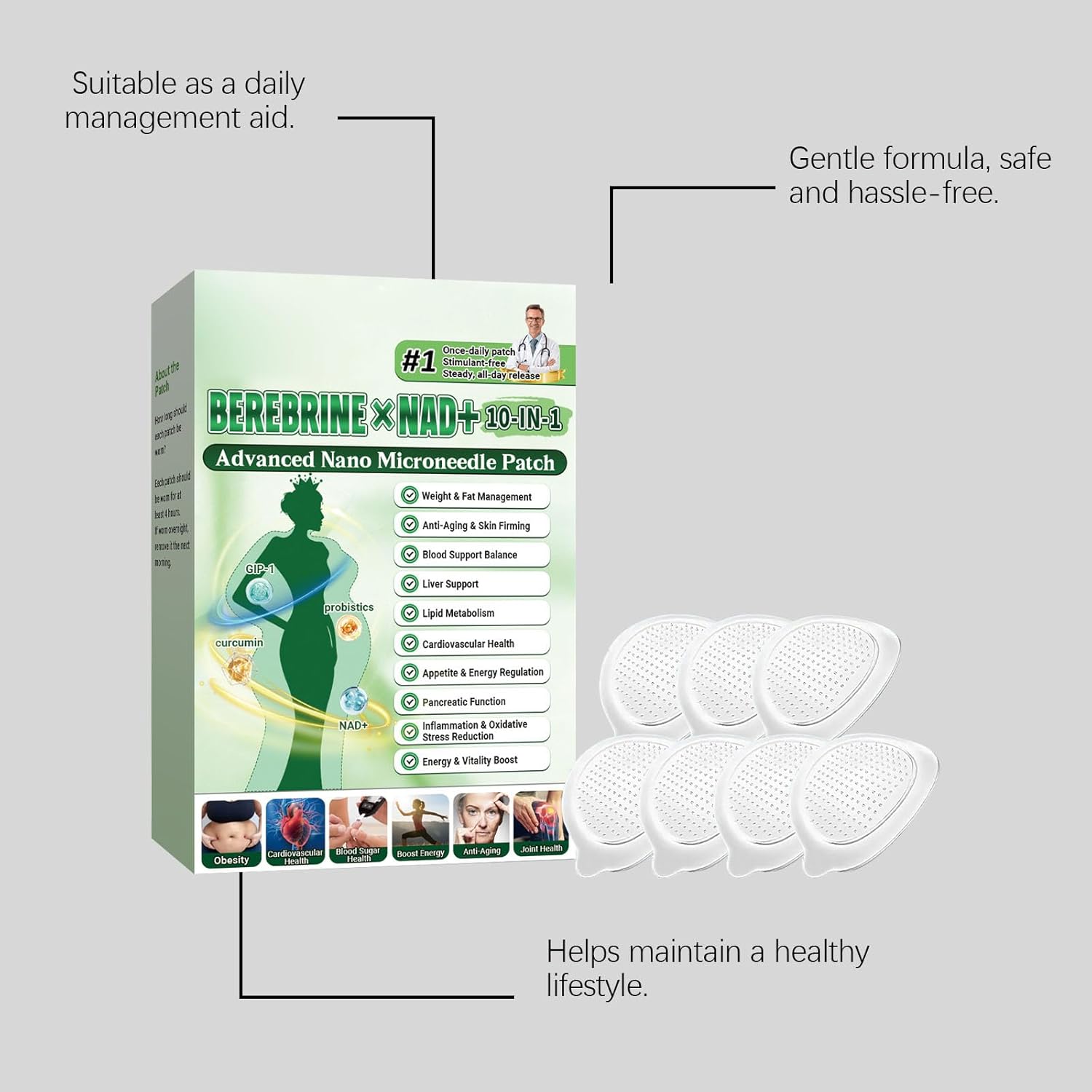 Moringa Berberine Patches 2026 New 10-𝙞𝙣-1 Nano Moringa Patch, Nano Microneedle Patch for Men and Women, Suitable for All Skin Types (4 boxes A set) - Image 3