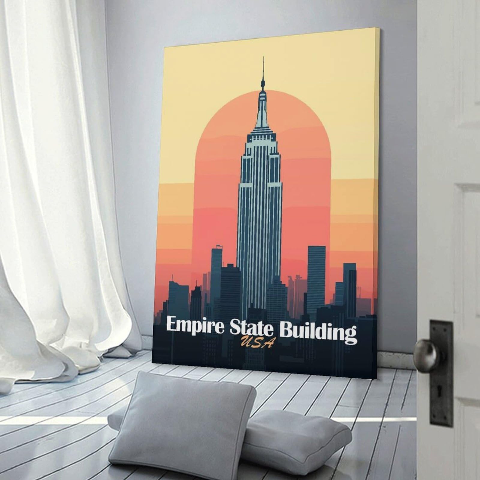 Junmoney Empire State Building Wall Picture Print 20x30inch(50x75cm), for Lounge Decor, Offices Or Entryway Styling, Versatile Wall Decor for Many Rooms