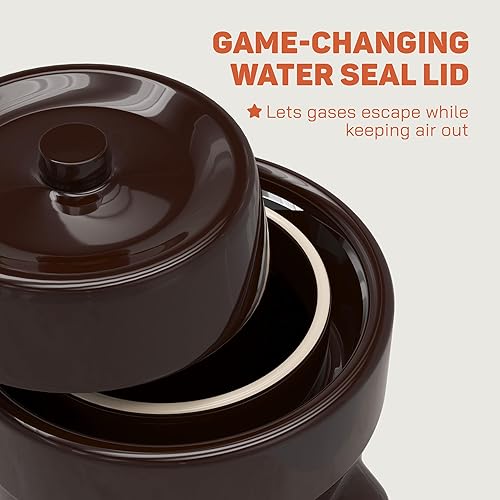 Miniatura 4 de Fermentation Crock - Crock - Crock de chucrut con tapa, pesas y libras - Kit de fermentación de cerámica para decapado de repollo y verduras Kimchi