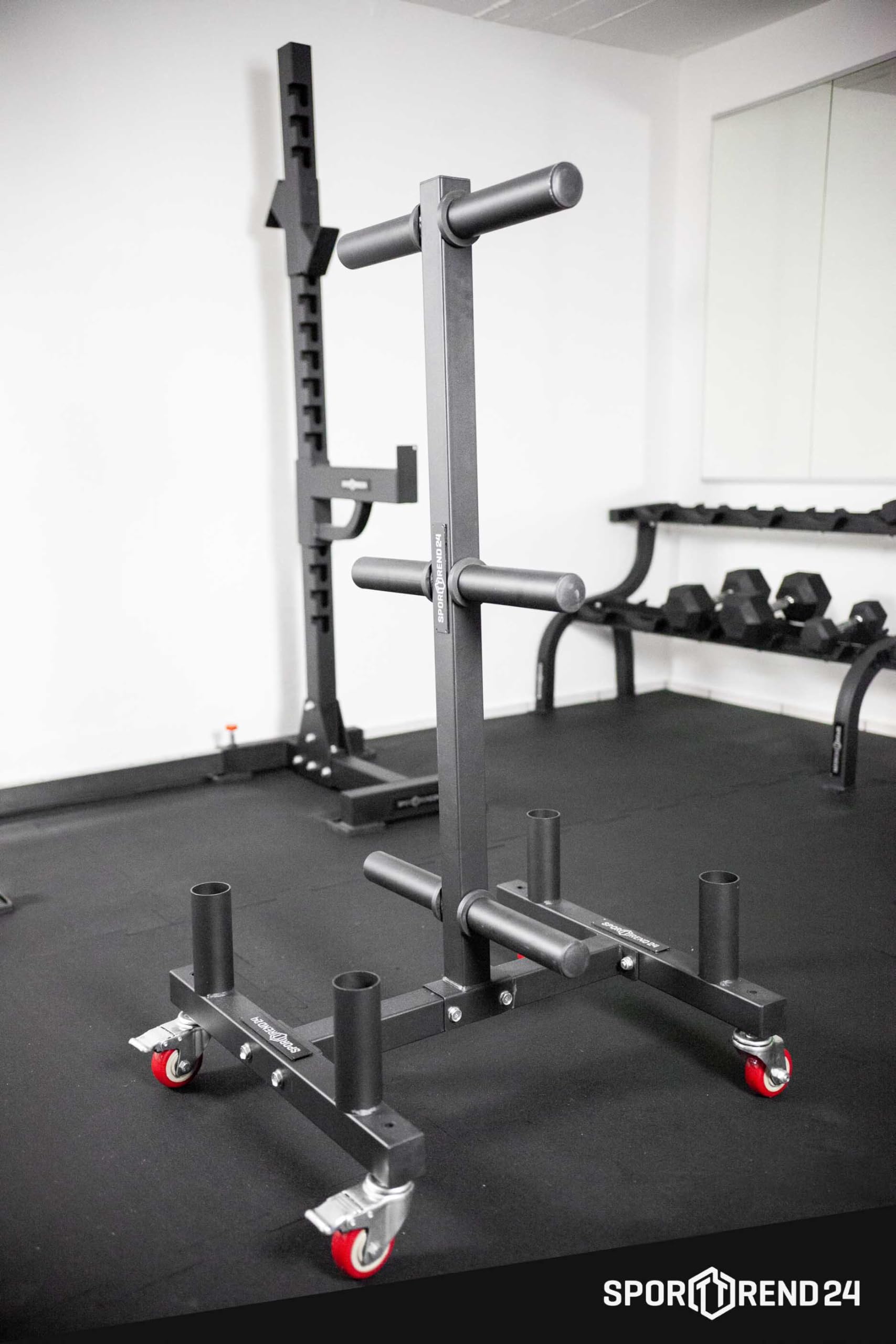 Sporttrend 24® Bumper Plate Rack auf Rollen bis 400kg mit 50mm Scheibenaufnahme | Hantelscheibenständer Scheibenständer Hantelständer Gewichtscheibenständer Gewichtsscheibenständer für Bumper Plates