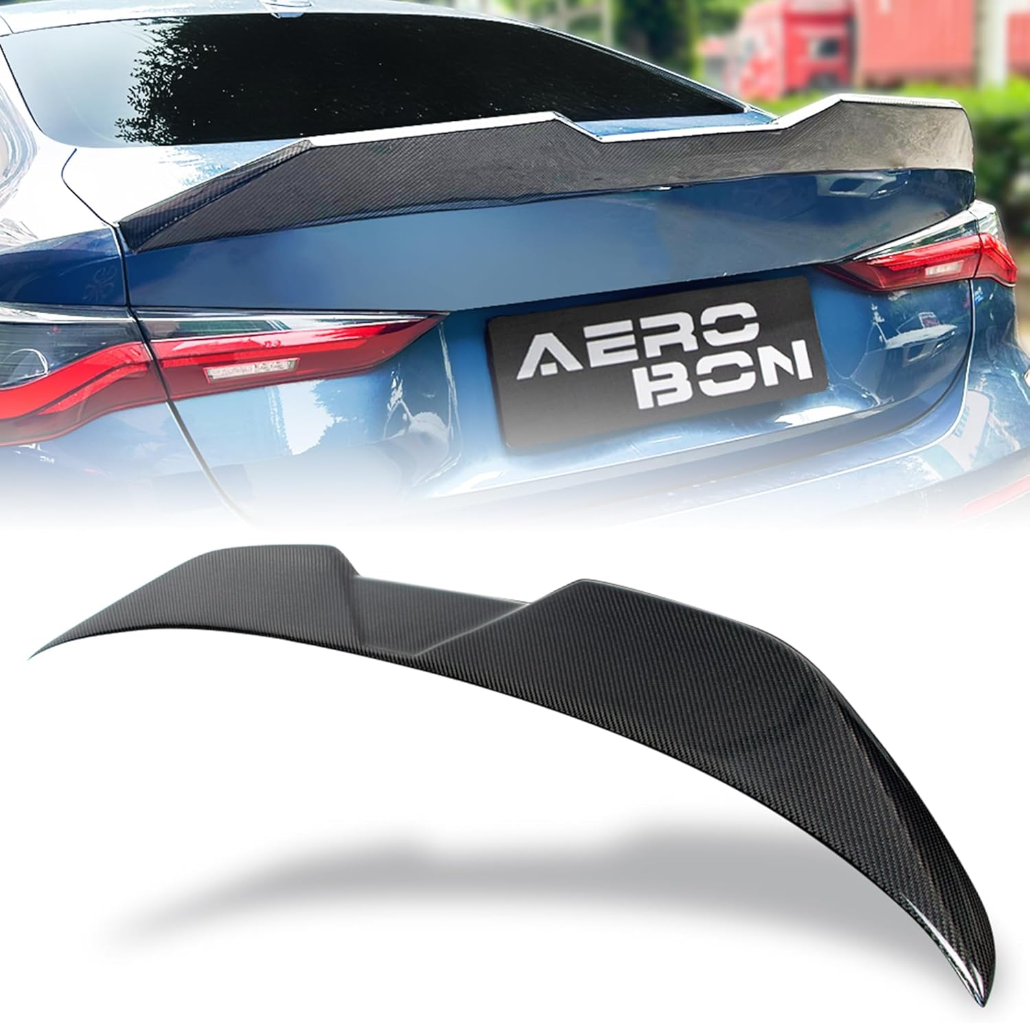 AeroBon Real Carbon Fiber Trunk Spoiler Compatible with 2021-2026 BMW 4 Series G22 Coupe and M4 G82 Coupe Spoiler (H Style) High Kick