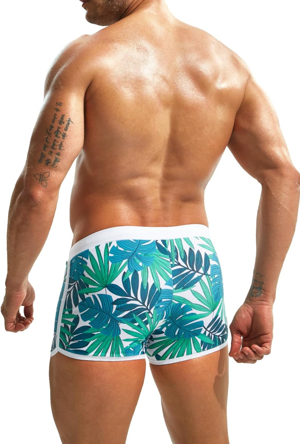 MIZOK Mens Quick Dry Square Leg Swim Shorts Boxer Brief Beach Swimsuit Trunk - Image 6
