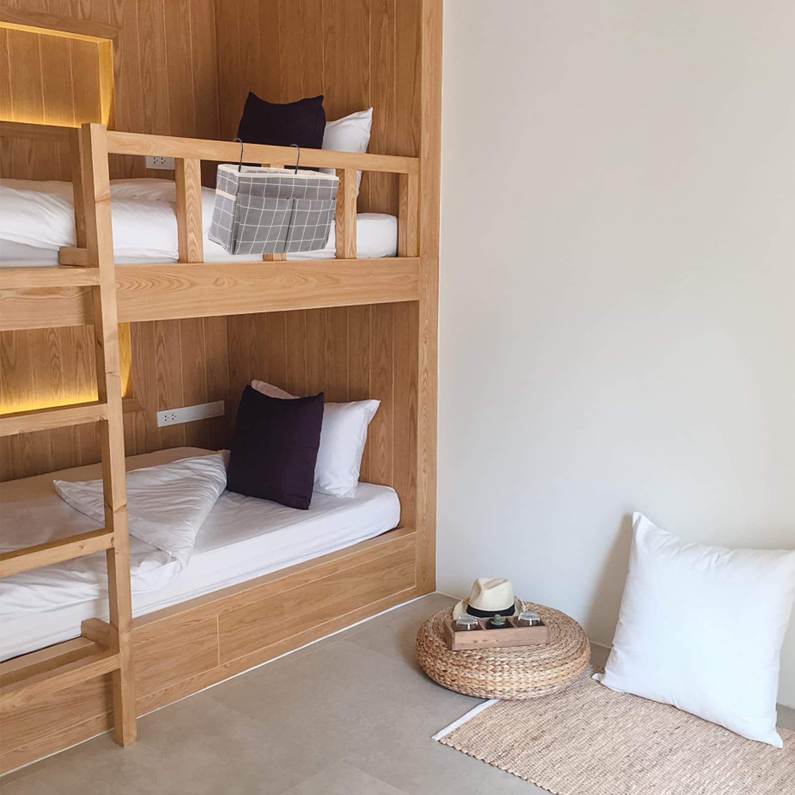 Organizador Colgante De Tela De Algodón Para Dormitorio – Pack De 2 Cestas Multiusos Para Barandilla De Cama, Universidad Y Hogar