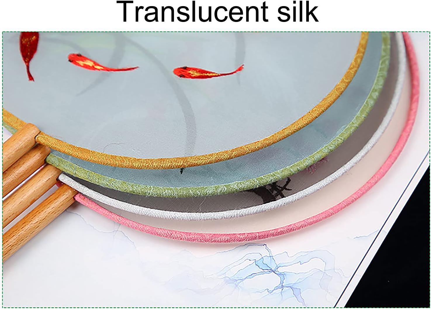 Chinese Fan Embroidery Hand Circular Fan, China Han Ancient Dance Translucent Silk Round Fan