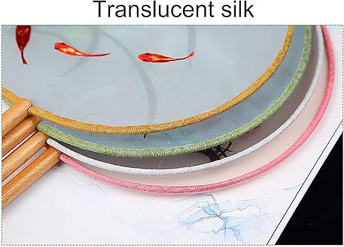 Miniatura 2 de Ventilador de mano bordado de seda translúcida, ventilador redondo chino, ventilador de mano antiguo, ventilador de baile tradicional de palacio,