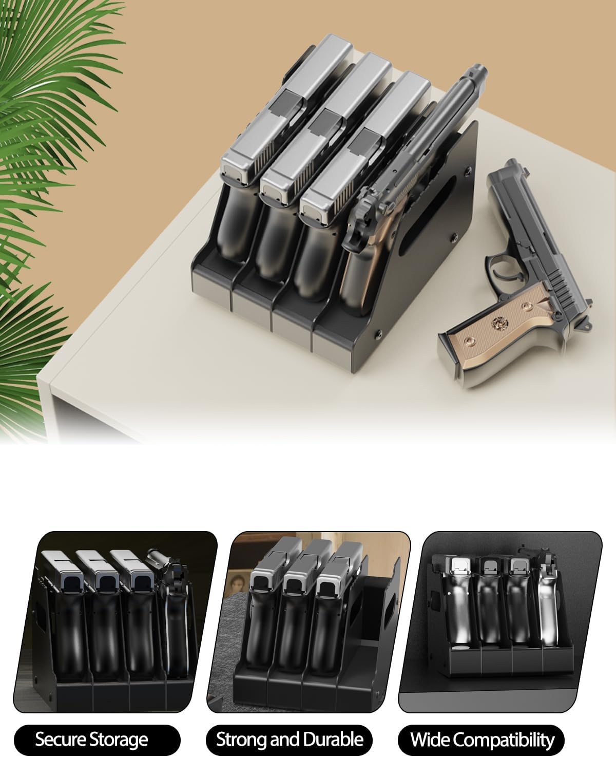 Pistol Rack for Gun Safe, Can Hold Up to 4-8 Pistols Gun Cabinet Accessories, Foam-Protected Gun Storage Rack, for Revolver, Glock 17 19 26 27 43 Pistol Accessories