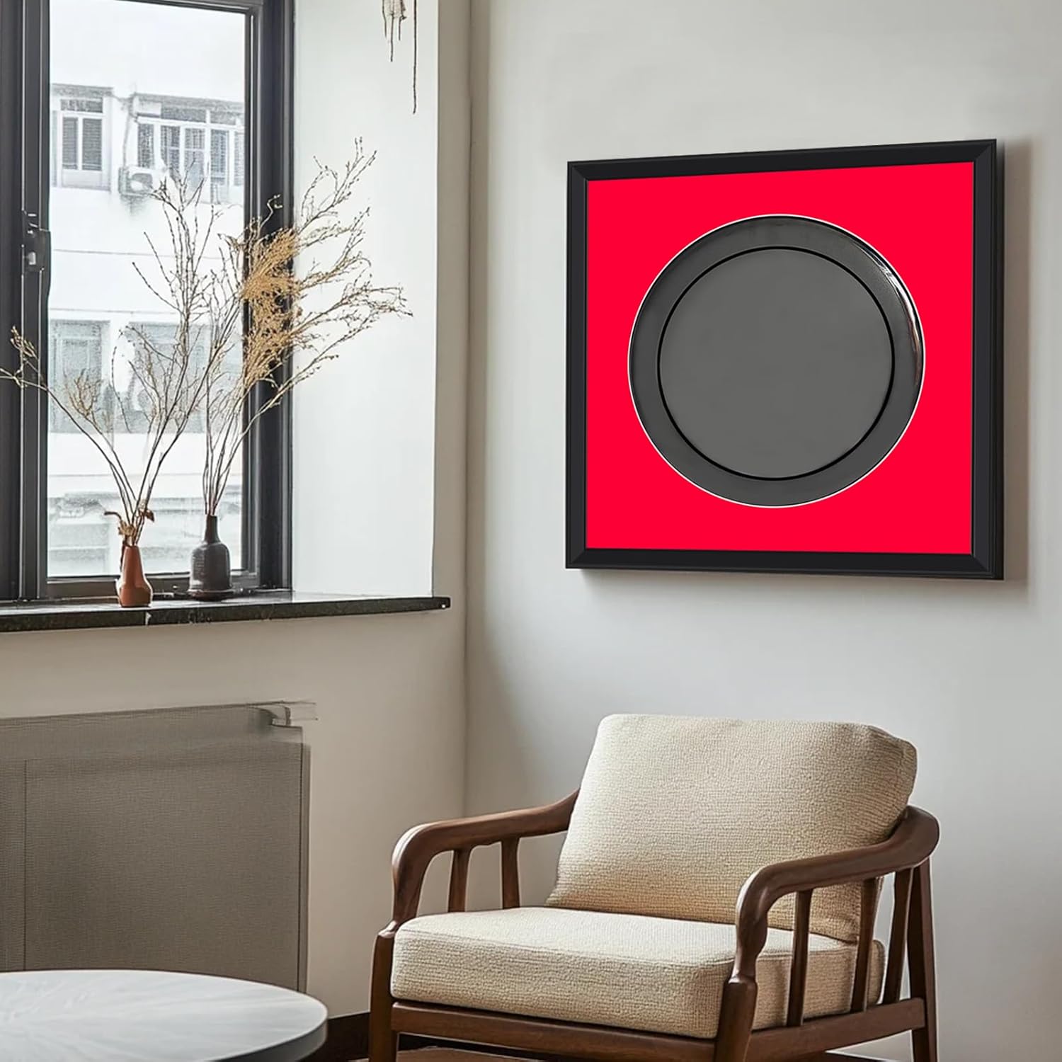 Drum Head Shadow Box,14" Drum Head Display Frame,Autographed Drum Head Display,Wall Mount Wooden Drum Head Display Case Cabinet,98% UV Resistant with Glass Panel,with Black/red Double pad,18.9 X18.9