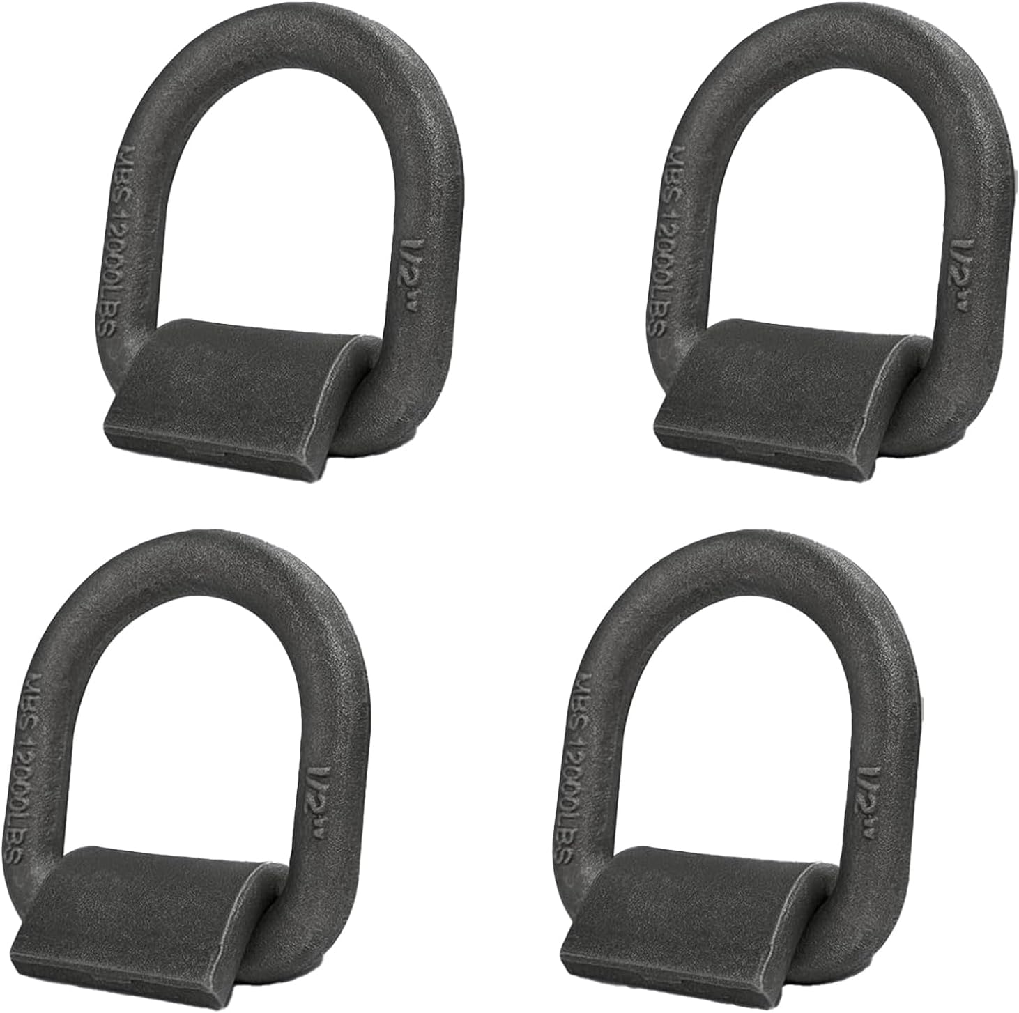 1/2" Heavy Duty Weld-On Forged Steel D-Rings Tie Anchor Tie Ring 12000 lbs for Truck Cargo, RV, ATV Tiedowns, Farm Applications and More 4 Pack