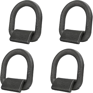 1/2" Heavy Duty Weld-On Forged Steel D-Rings Tie Anchor Tie Ring 12000 lbs for Truck Cargo, RV, ATV Tiedowns, Farm Applications and More 4 Pack