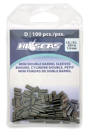 Hi-Seas Mini Double Barrel Copper Crimp Sleeves, 1.0 Millimeter Inside Diameter, 100-Pieces, Black
