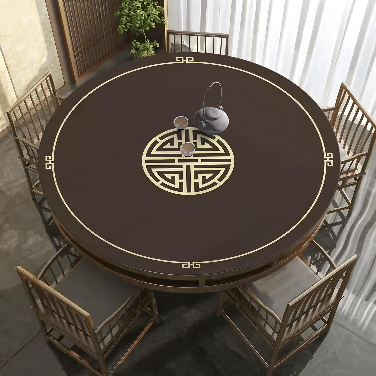 mata do mahjonga na stół, Cicha i redukująca hałas mata do zabawy w domu z gumowym podkładem gier Mahjong, poker, karcianych, planszowych kafelkowych | Brown,110cm/43.3in