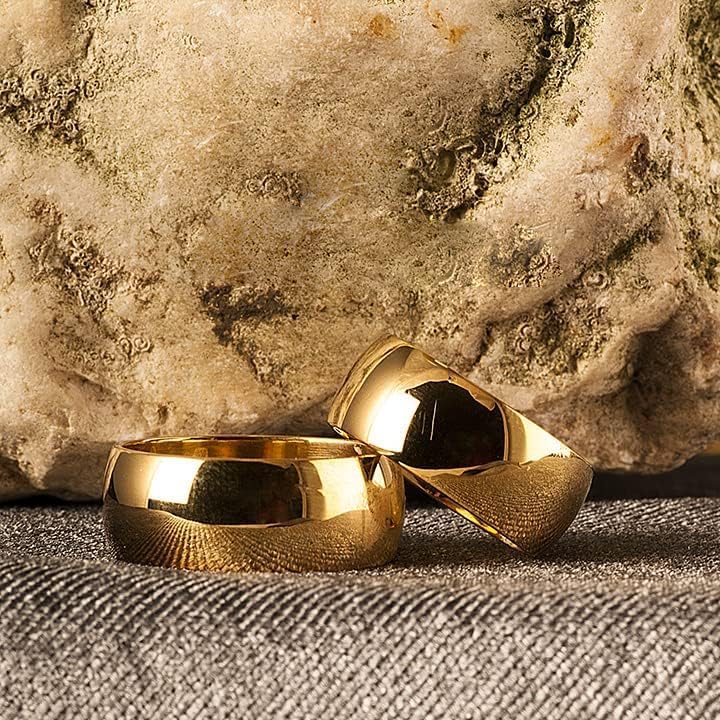Conjunto de alianzas de boda a juego para parejas chapadas en oro de 14 quilates Conjunto de anillos de bodas de plata personalizados para hombre y mujer